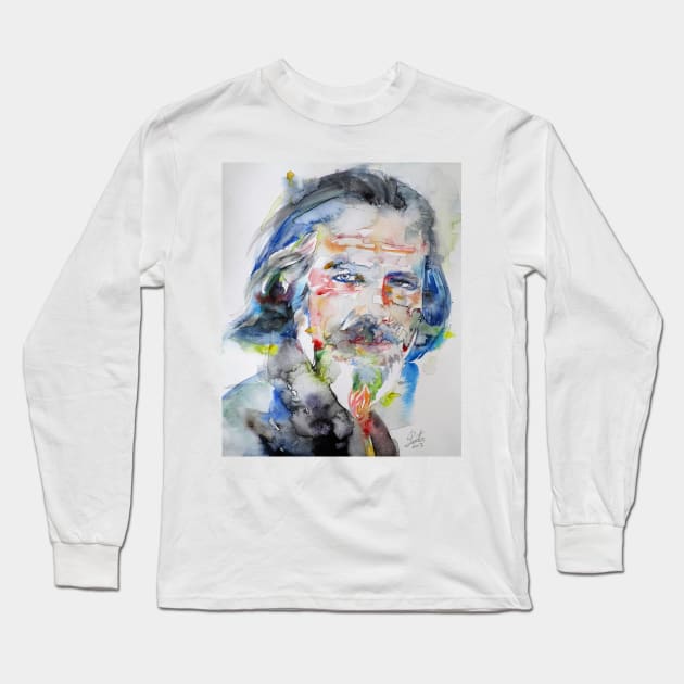 ALAN WATTS - watercolor portrait.3 Long Sleeve T-Shirt by lautir